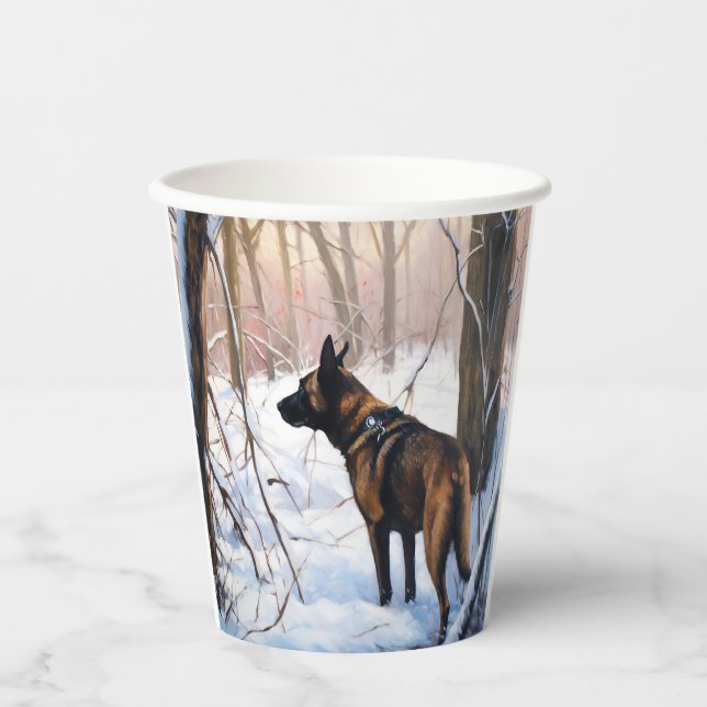 Belgian Malinois Let It Snow Christmas Paper Cups (Front)