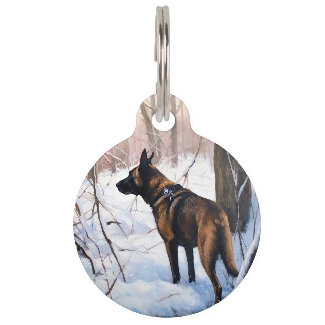 Belgian Malinois Let It Snow Christmas Pet Tag (Front)
