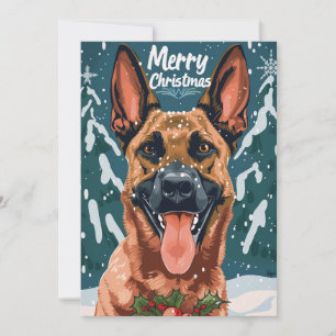 Belgian Malinois Merry Christmas  Holiday Card