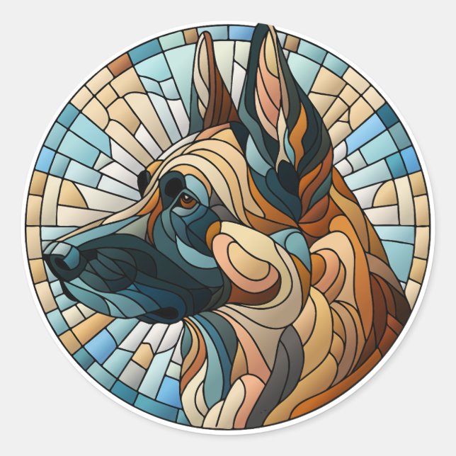 Belgian Malinois - Mosaic Art Classic Round Sticker (Front)