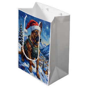 Belgian Malinois Mountain Patrol Christmas Medium Gift Bag