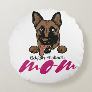 belgian malinois mum round cushion