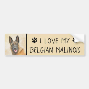 Belgian Malinois Painting - Cute Original Dog Art Bumper Sticker