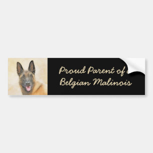 Belgian Malinois Painting - Cute Original Dog Art Bumper Sticker