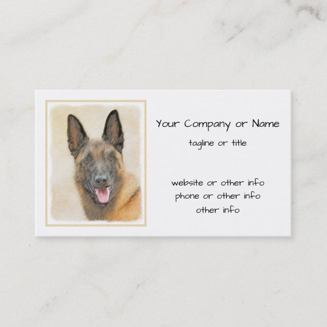 Belgian Malinois Painting - Cute Original Dog Art Business Card (Front)