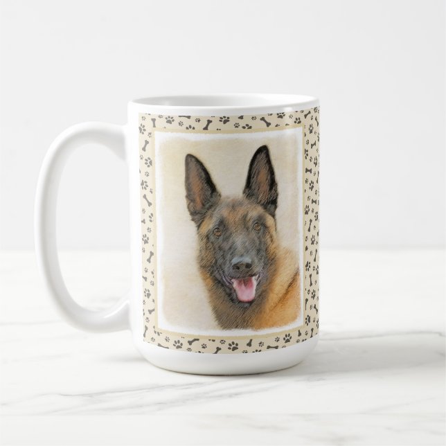Belgian Malinois Painting - Cute Original Dog Art Coffee Mug (Left)