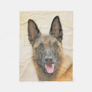 Belgian Malinois Painting - Cute Original Dog Art Fleece Blanket