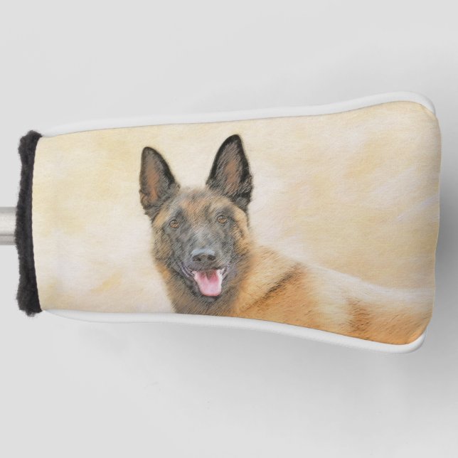 Belgian Malinois Painting - Cute Original Dog Art Golf Head Cover (Front)