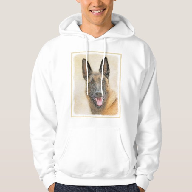 Belgian Malinois Painting - Cute Original Dog Art Hoodie (Front)