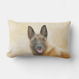 Belgian Malinois Painting - Cute Original Dog Art Lumbar Cushion