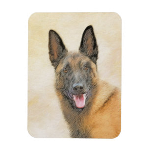 Belgian Malinois Painting - Cute Original Dog Art Magnet