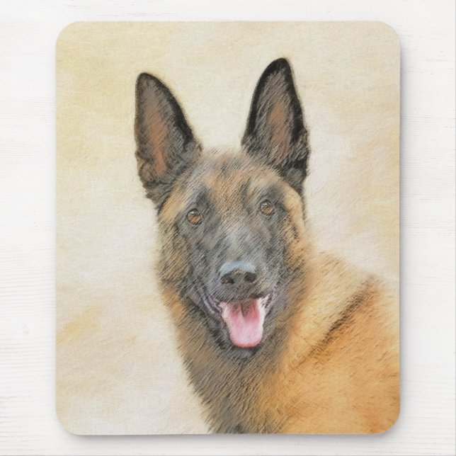 Belgian Malinois Painting - Cute Original Dog Art Mouse Mat (Front)