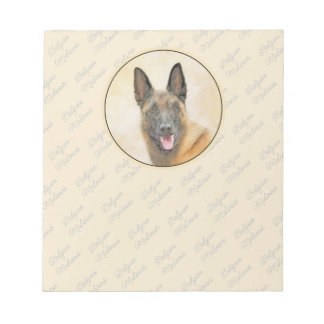 Belgian Malinois Painting - Cute Original Dog Art Notepad