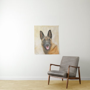 Belgian Malinois Painting - Cute Original Dog Art Tapestry