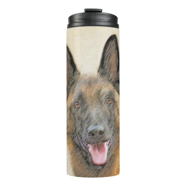 Belgian Malinois Painting - Cute Original Dog Art Thermal Tumbler (Front)