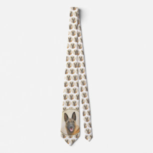 Belgian Malinois Painting - Cute Original Dog Art Tie