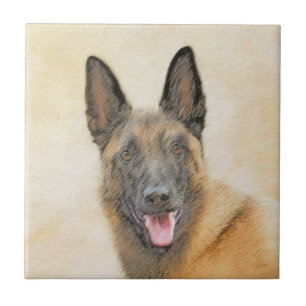Belgian Malinois Painting - Cute Original Dog Art Tile