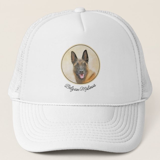 Belgian Malinois Painting - Cute Original Dog Art Trucker Hat (Front)