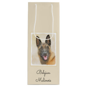 Belgian Malinois Painting - Cute Original Dog Art Wine Gift Bag
