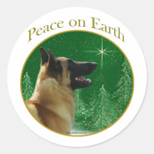 Belgian Malinois Peace Classic Round Sticker