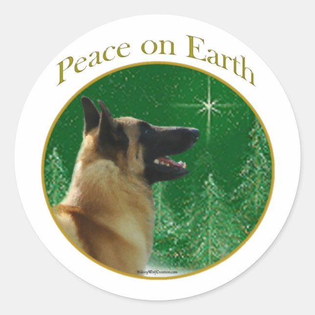 Belgian Malinois Peace Classic Round Sticker (Front)