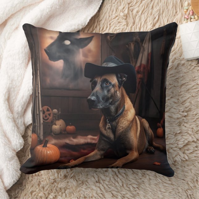 Belgian Malinois Pumpkins Halloween Scary Cushion (Blanket)
