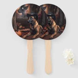 Belgian Malinois Pumpkins Halloween Scary Hand Fan