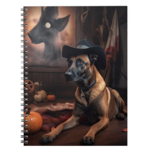Belgian Malinois Pumpkins Halloween Scary Notebook