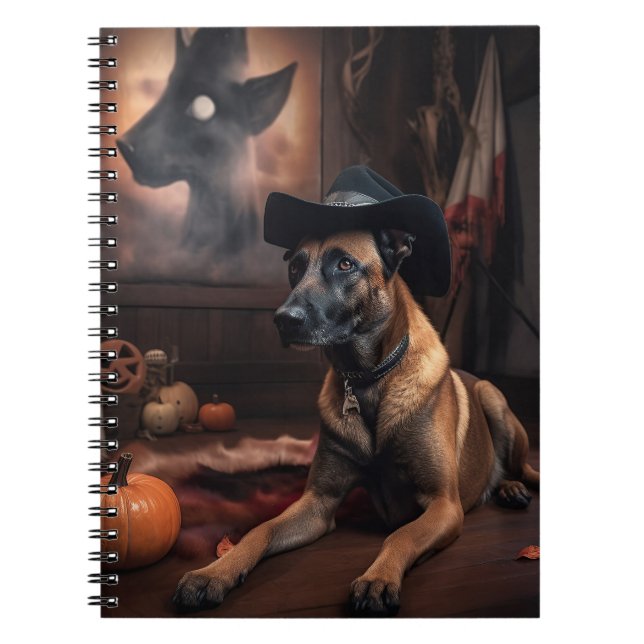 Belgian Malinois Pumpkins Halloween Scary Notebook (Front)
