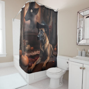 Belgian Malinois Pumpkins Halloween Scary Shower Curtain