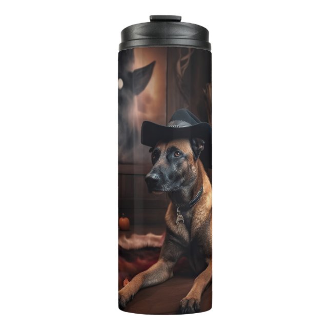 Belgian Malinois Pumpkins Halloween Scary Thermal Tumbler (Front)