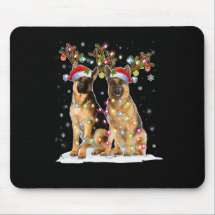 Belgian Malinois Reindeer Hat Santa Christmas Ligh Mouse Mat