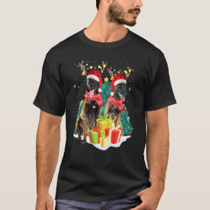 Belgian Malinois Reindeer Hat Santa Christmas Ligh T-Shirt