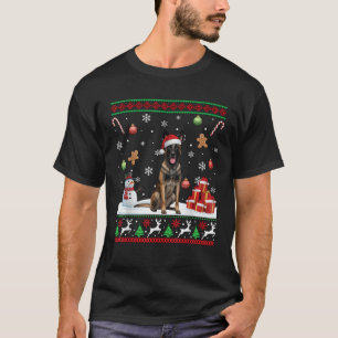 Belgian Malinois Santa Happy Christmas Funny Ugly  T-Shirt