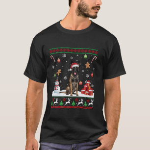 Belgian Malinois Santa Happy Christmas Funny Ugly  T-Shirt