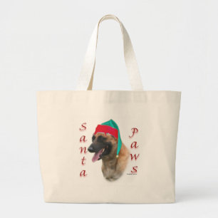 Belgian Malinois Santa Paws;Santa Belgian Malinois Large Tote Bag