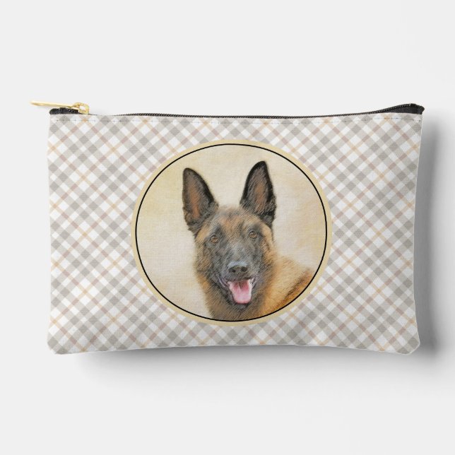 Belgian Malinois Shepherd Mahogany Painting Art Accessory Pouch (Front)
