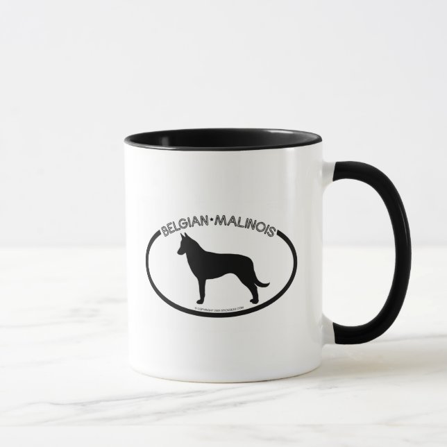 Belgian Malinois Silhouette Black Mug (Right)