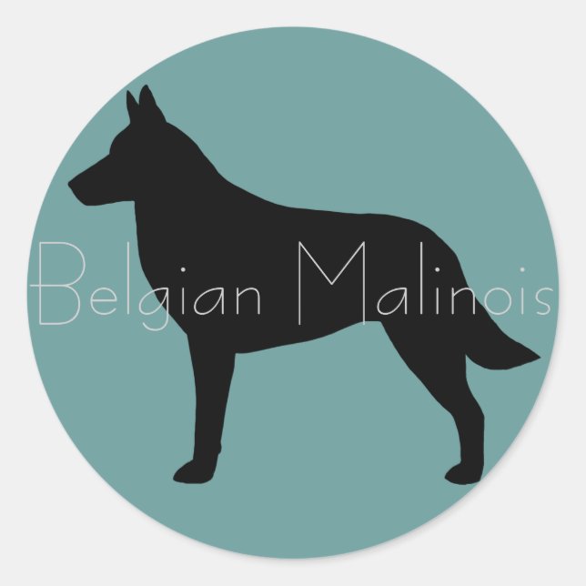 Belgian Malinois Silhouette Classic Round Sticker (Front)