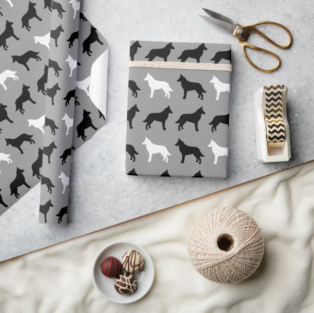 Belgian Malinois Silhouettes Pattern Wrapping Paper (Crafts)