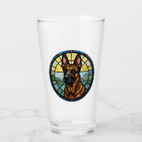 Belgian Malinois Stained Glass Style Illustration