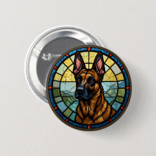 Belgian Malinois Stained Glass Style Illustration 6 Cm Round Badge
