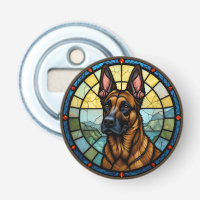 Belgian Malinois Stained Glass Style Illustration