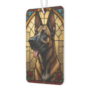 Belgian Malinois Stained Glass Style Illustration Car Air Freshener