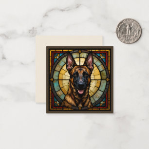Belgian Malinois Stained Glass Style Illustration Card