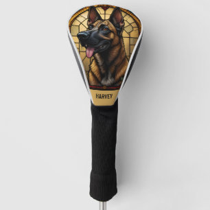 Belgian Malinois Stained Glass Style Illustration Golf Head Cover