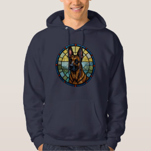 Belgian Malinois Stained Glass Style Illustration Hoodie