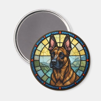 Belgian Malinois Stained Glass Style Illustration Magnet