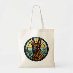 Belgian Malinois Stained Glass Style Illustration Tote Bag