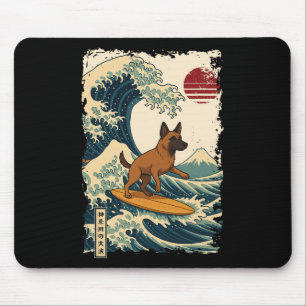 Belgian Malinois Surfing Japanese Kanagawa Wave Mo Mouse Mat